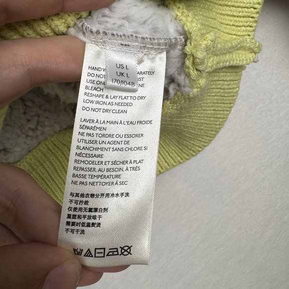 Free People Wild Heart Faux Shearling Pullover Size L Green - Picture 10 of 14